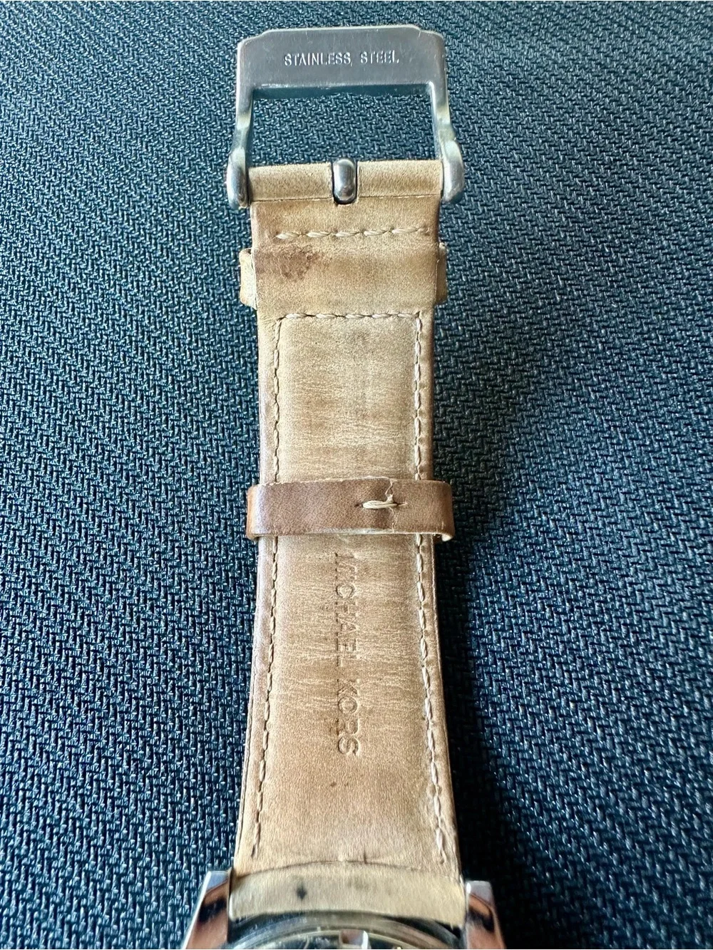 Men's Brown Leather Strap Watch with Black Dial